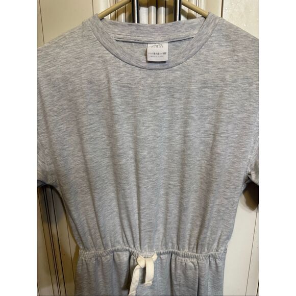 Zara Girls Short Sleeve Elastic Waist Wrap Skirt T-Shirt Dress Gray Size 11-12 - Picture 2 of 13